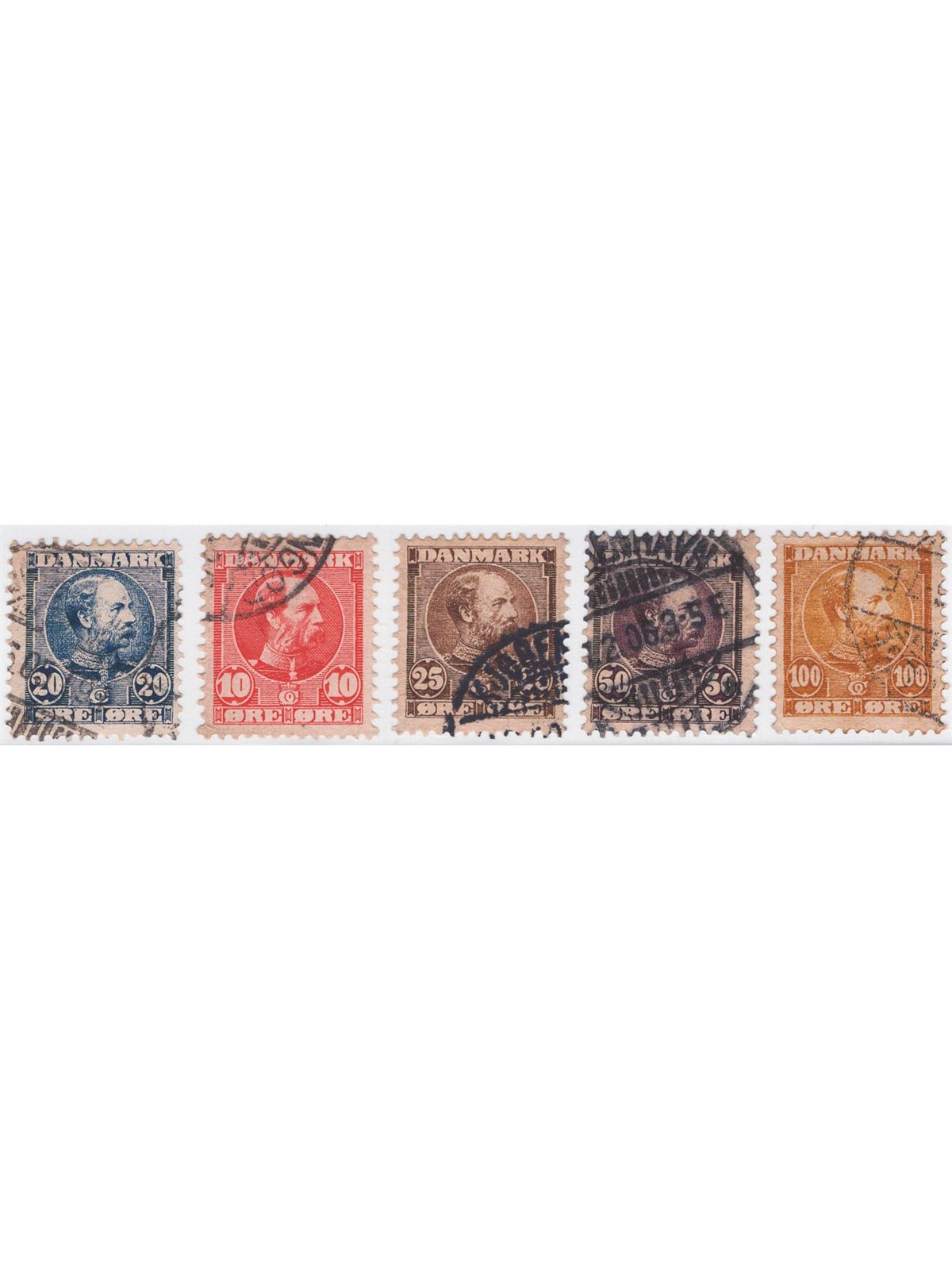 Denmark 1904/5 Christian IX series nos. 43/47 Cat. €140 (U)