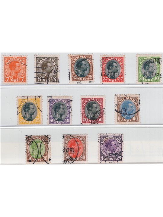 Danimarca 1918/20 Cristiano X serie n° 105/16 Cat. € 135 (U)