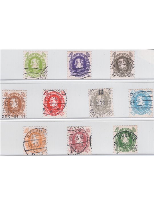 Denmark 1930 60th Birthday of King Christian X series no. 197/206 Cat. €45 (U)