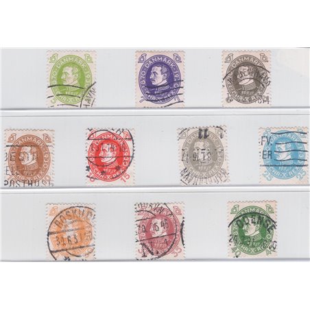 Danimarca 1930 60° Compleanno di Re Cristiano X serie n° 197/206 Cat. € 45 (U)