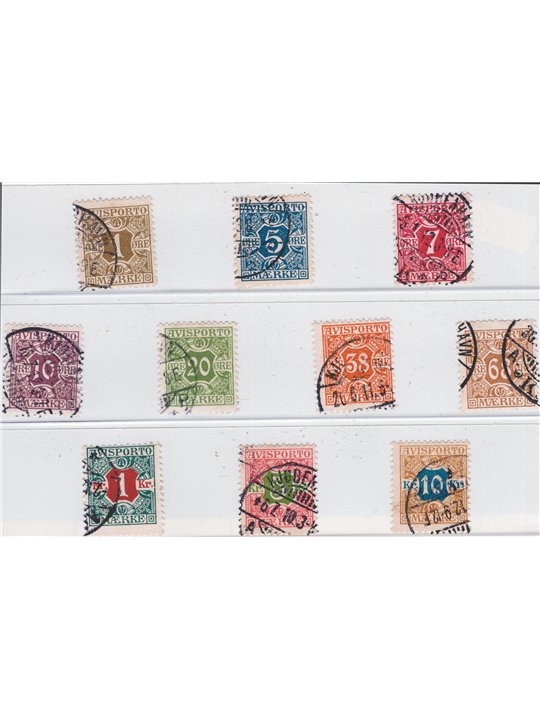 Denmark 1907 Newspapers numeral in centre series no. 1/10 Cat. €115 (U)