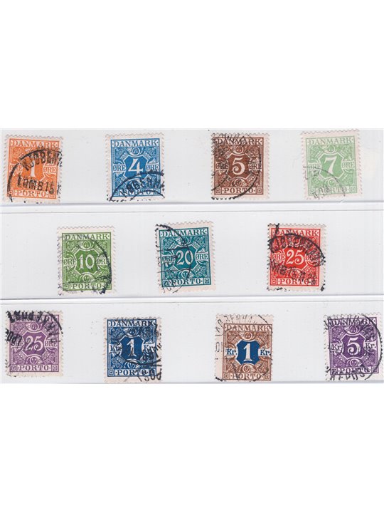 Denmark 1921/27 Postage stamp numeral in centre series no. 9/18 Cat. €70 (U)