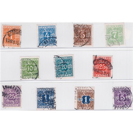 Denmark 1921/27 Postage stamp numeral in centre series no. 9/18 Cat. €70 (U)