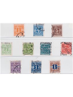 Danimarca 1921/27 Segnatasse cifra al centro serie n° 9/17 senza il 5 k Cat. € 60 (U)