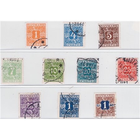 Danimarca 1921/27 Segnatasse cifra al centro serie n° 9/17 senza il 5 k Cat. € 60 (U)