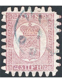 Finlandia 1866/70 Stemma 5 p. lilla bruno su ocra n° 5 Cat. € 350 (U)