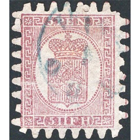 Finlandia 1866/70 Stemma 5 p. lilla bruno su ocra n° 5 Cat. € 350 (U)