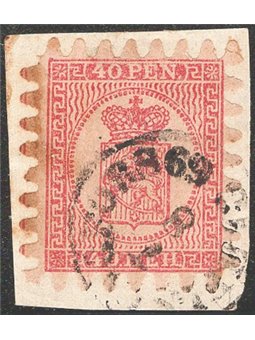 Finlandia 1866/70 Stemma 40 p. rosa su lilla chiaro con perforazione del III tipo n° 9 Cat. € 140 (Fr)