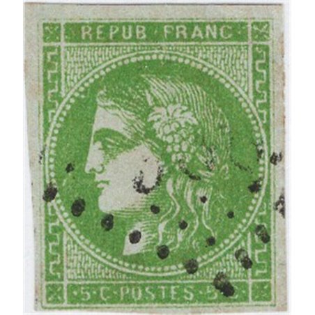 Francia 1870/71 Tipo Cerere 5 c. verde giallo n° 42 Cat. € 225 (U)
