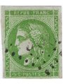 Francia 1870/71 Tipo Cerere 5 c. verde giallo n° 42 Cat. € 225 (U)