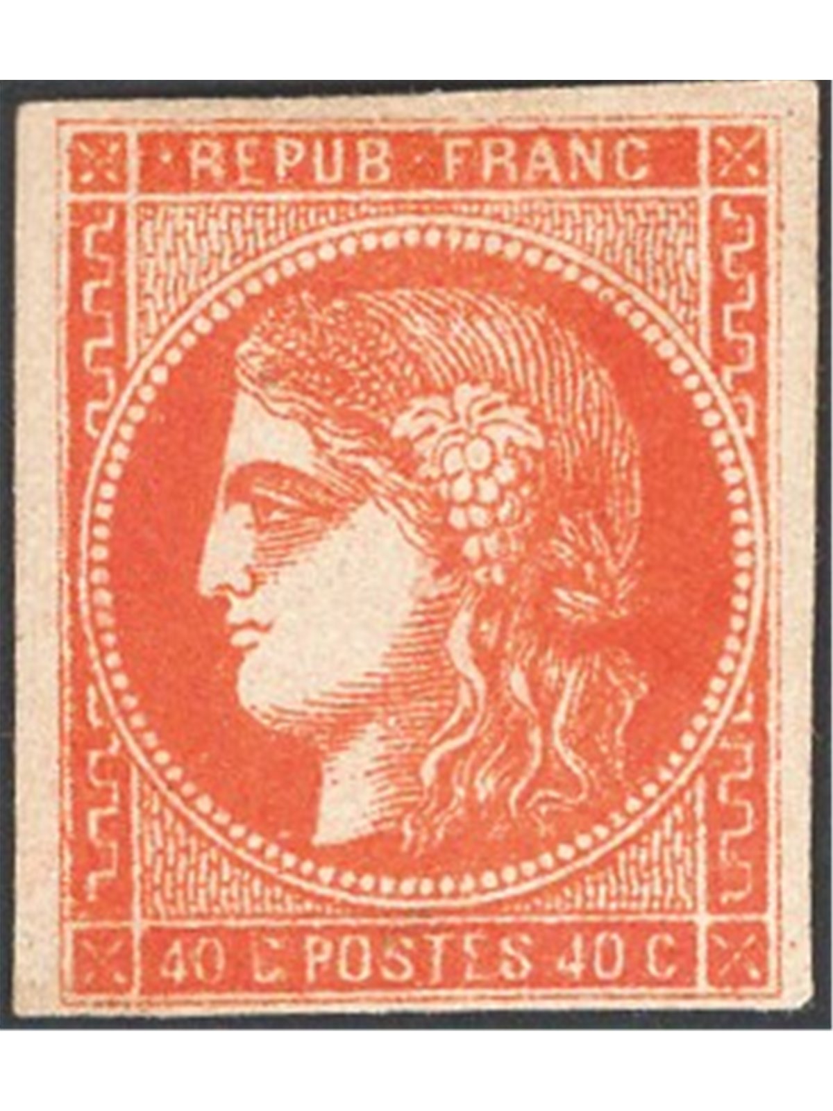 Francia 1870 40 c. arancio Yvert n° 48 Cat. € 700 (*)