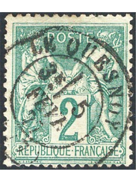 Francia 1876/81 Tipo Sage 2 c. verde 2° tipo n° 74 Cat. € 240 (U)