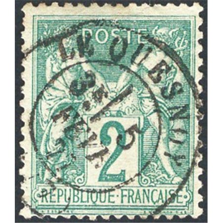 Francia 1876/81 Tipo Sage 2 c. verde 2° tipo n° 74 Cat. € 240 (U)