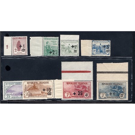 Francia 1922 Pro Orfanelli con soprast. dei nuovi valori serie n° 162/69 Cert. CiBaFil Cat. € 530 (**)