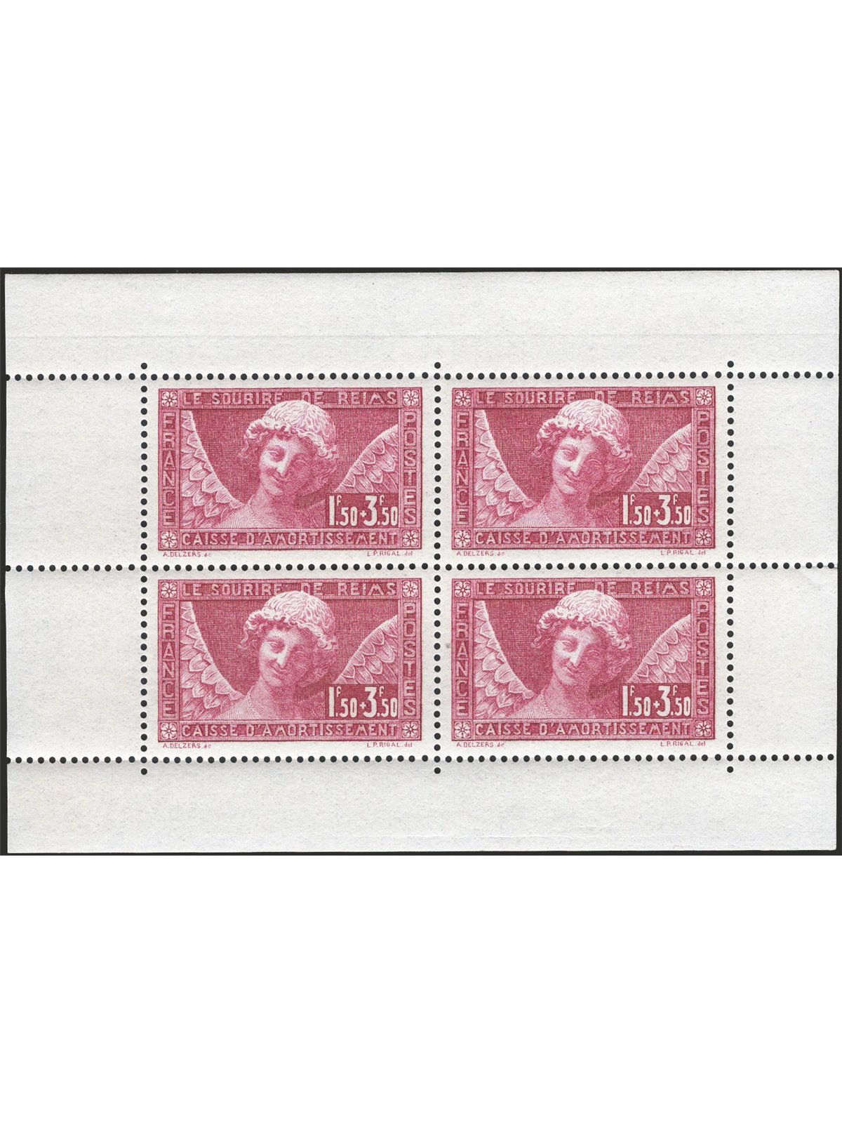 France 1930 Amortisation Fund sheet of 4 (deluxe proofs) no. 256. CiBaFil cert Cat. €700 (**)