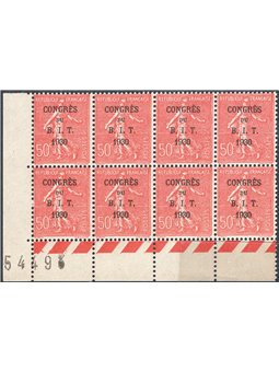 Francia 1930 Congresso B.I.T. blocco di 8 angolo di foglio “coin dates” n° 264 (**)