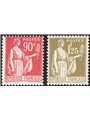Francia 1932/33 Pace 90 c. carminio + 1,25 fr. oliva i due valori chiave della serie n° 285 + 287 Cat. € 290 (**)