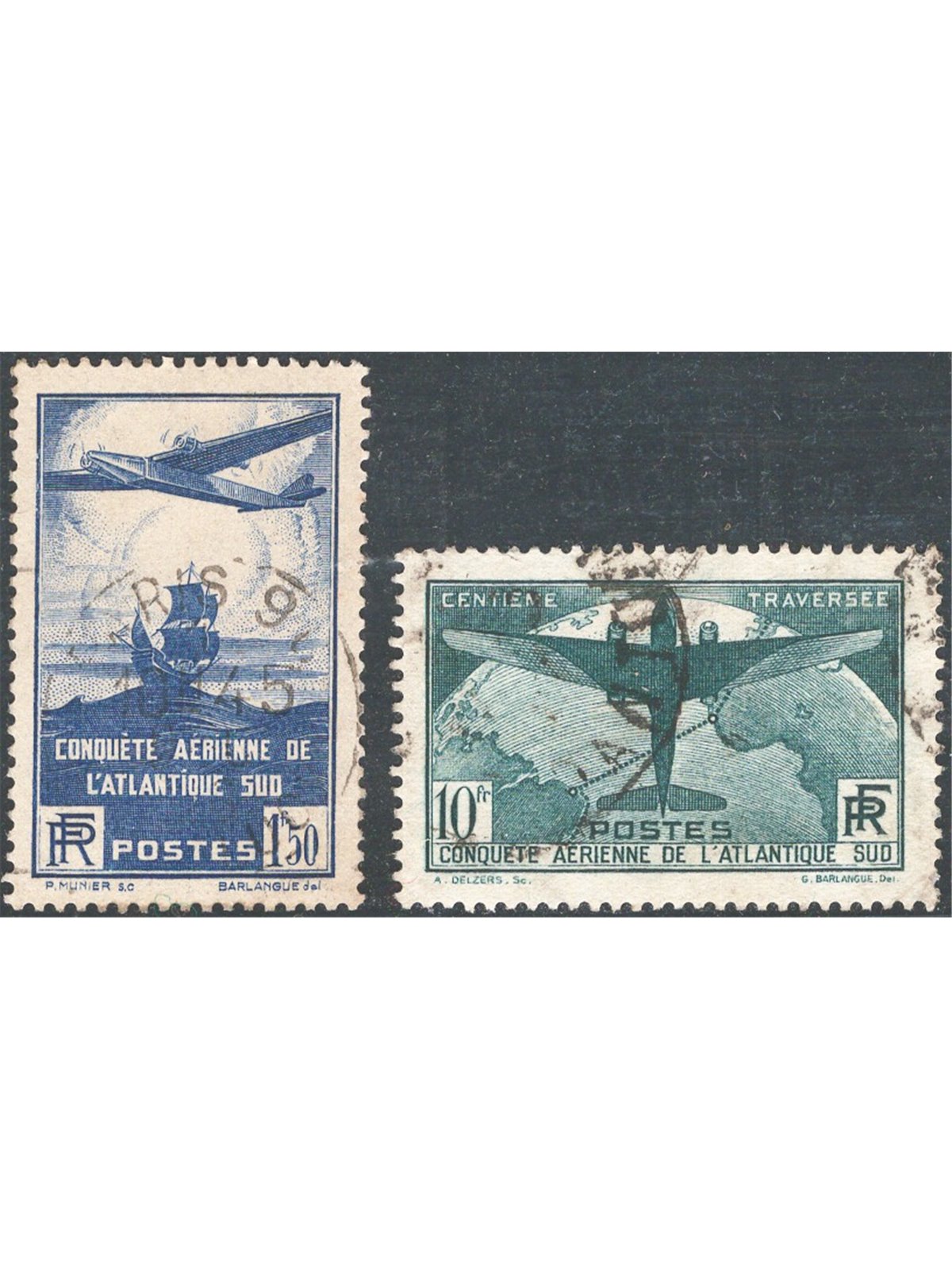 France 1936 Aerial Crossing of the Mediterranean series no. 320/21 Cat. € 150 (U)