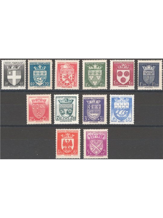 Francia 1942 Stemmi II serie serie n° 553/64 Cat. € 60 (**)