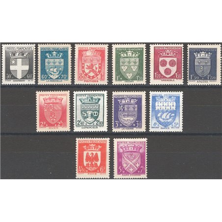Francia 1942 Stemmi II serie serie n° 553/64 Cat. € 60 (**)