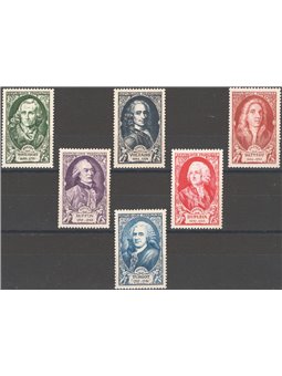 France 1949 Illustrious Figures series no. 853/58 Cat. €30 (**)
