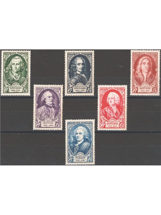Francia 1949 Illustri serie n° 853/58 Cat. € 30 (**)
