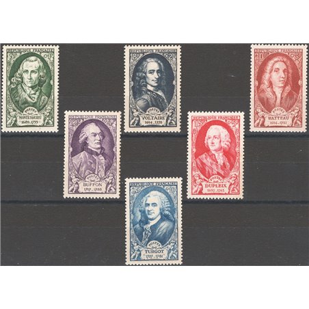 Francia 1949 Illustri serie n° 853/58 Cat. € 30 (**)