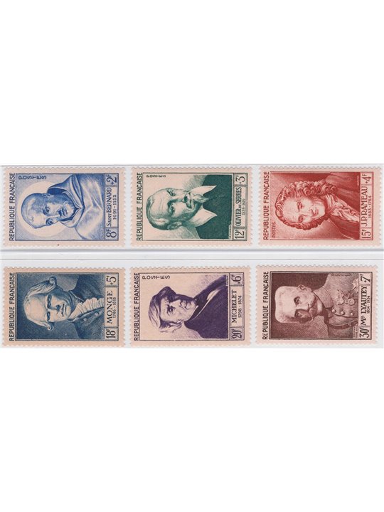 France 1953 Illustrious Figures series no. 945/50 Cat. €65 (**)