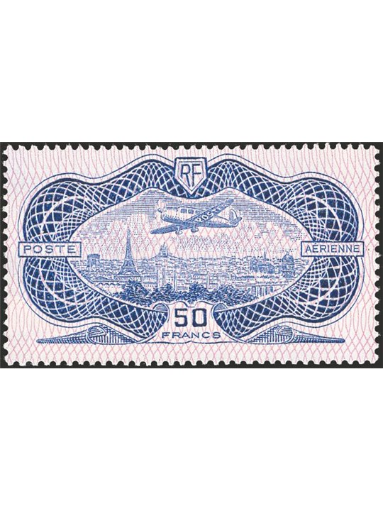 France 1936 P.A. Aerial view of Paris 50 overseas francs no. 15. Signed ED Certified by CiBaFil Cat. €1,500 (**)