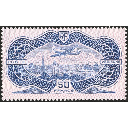 France 1936 P.A. Aerial view of Paris 50 overseas francs no. 15. Signed ED Certified by CiBaFil Cat. €1,500 (**)