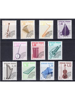France 1992 Pre-cancelled musical instruments series no. 213/23 Cat. €100 (**)