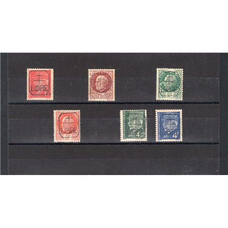 France 1944 Creuse (Measnes) Marshal Pétain’s stamps with the overprint “LIBRE” and a black cross within an octagon series no. 1