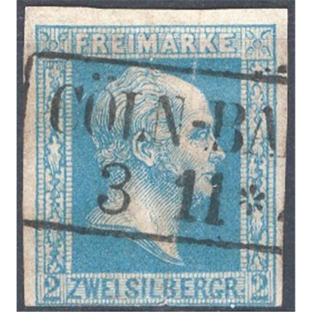 Prussia 1857 Federico Guglielmino IV 2 s. blu n° 7 Cat. € 110 (U)