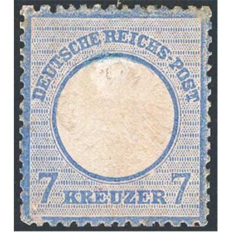 German Reich 1872 Eagle in relief within a circle with a small shield above the eagle 7 k. light blue no. 7. Signed ‘AD ED.’ Cer