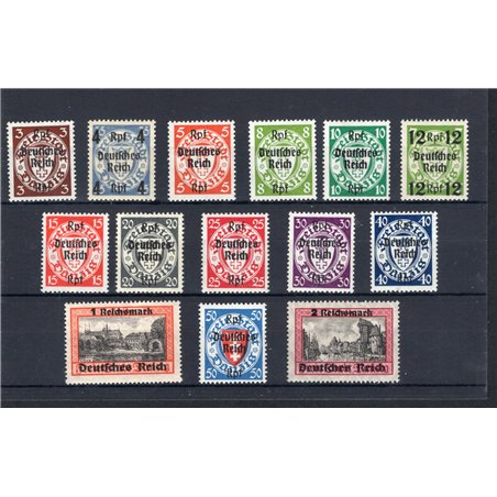 Germania Reich 1939 Francobolli di Danzica del 1924/38 soprast. “DEUTSCHE REICH” serie n° 653A/653P Cat. € 250 (**)