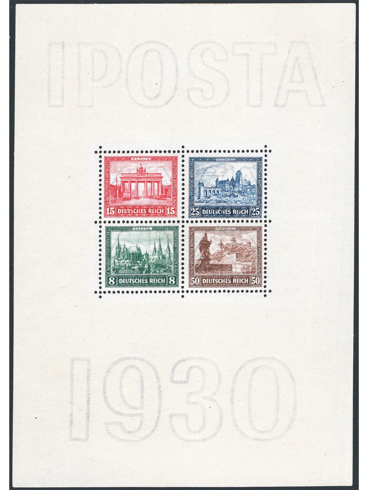 Germania Reich 1930 BF Expo Filatelica di Berlino Iposta n° 1 Cert. CiBaFil Cat. € 1.600 (**)