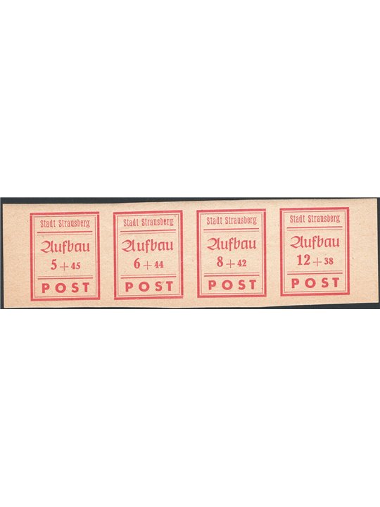 Strausberg 1946 Striscia orizzontale con i 4 valori non dent. Michel n° 34/37 Cat. € 200 (**)