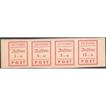 Strausberg 1946 Striscia orizzontale con i 4 valori non dent. Michel n° 34/37 Cat. € 200 (**)