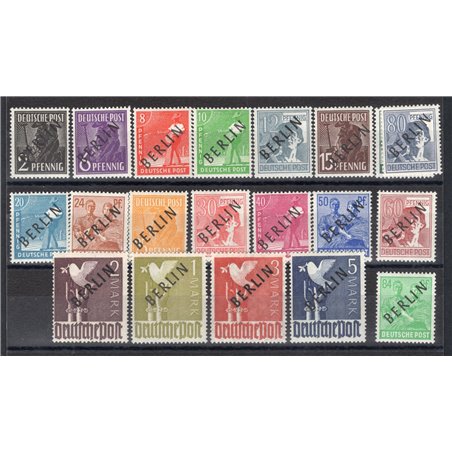 Berlin 1948 AIS zone stamps overprinted “Berlin” in black nos. 1A/20A. CiBaFil certificate Cat. €400 (**)