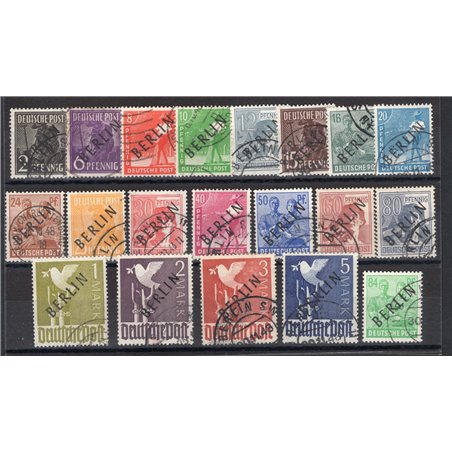 Berlin 1948 AIS zone stamps overprinted “Berlin” in black nos. 1A/20A. Apicella certificate Cat. €3,300 (U)