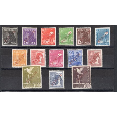 Berlin 1949 AIS zone stamps overprinted “Berlin” in red nos. 1B/18B. Apicella certificate Cat. €1,500 (**)