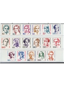 Berlino 1986/89 Definitiva donne tedesche celebri le varie emissioni raggruppate n° 731/32 + 749 + 767/69 + 785/89 + 791 + 794 +