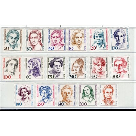 Berlino 1986/89 Definitiva donne tedesche celebri le varie emissioni raggruppate n° 731/32 + 749 + 767/69 + 785/89 + 791 + 794 +