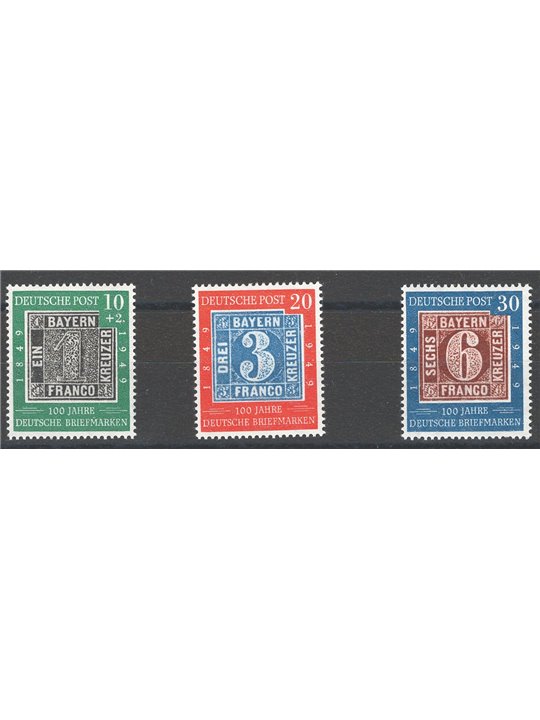 Germania 1949 Centenario del Francobollo Tedesco serie n° 2A/2C Cat. € 100 (**)