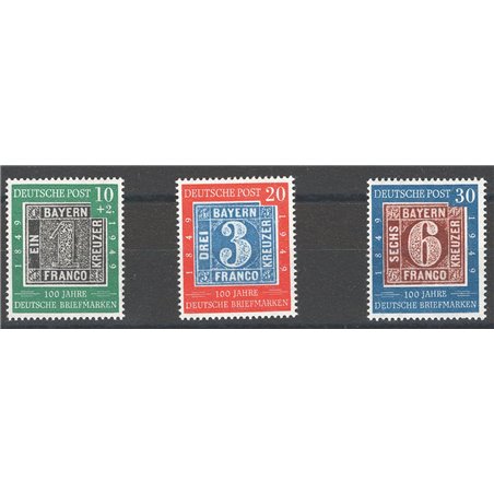 Germania 1949 Centenario del Francobollo Tedesco serie n° 2A/2C Cat. € 100 (**)