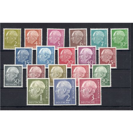 Germany 1954 President Heuss series no. 62A/72B. Biondi certificate Cat. €375 (** )
