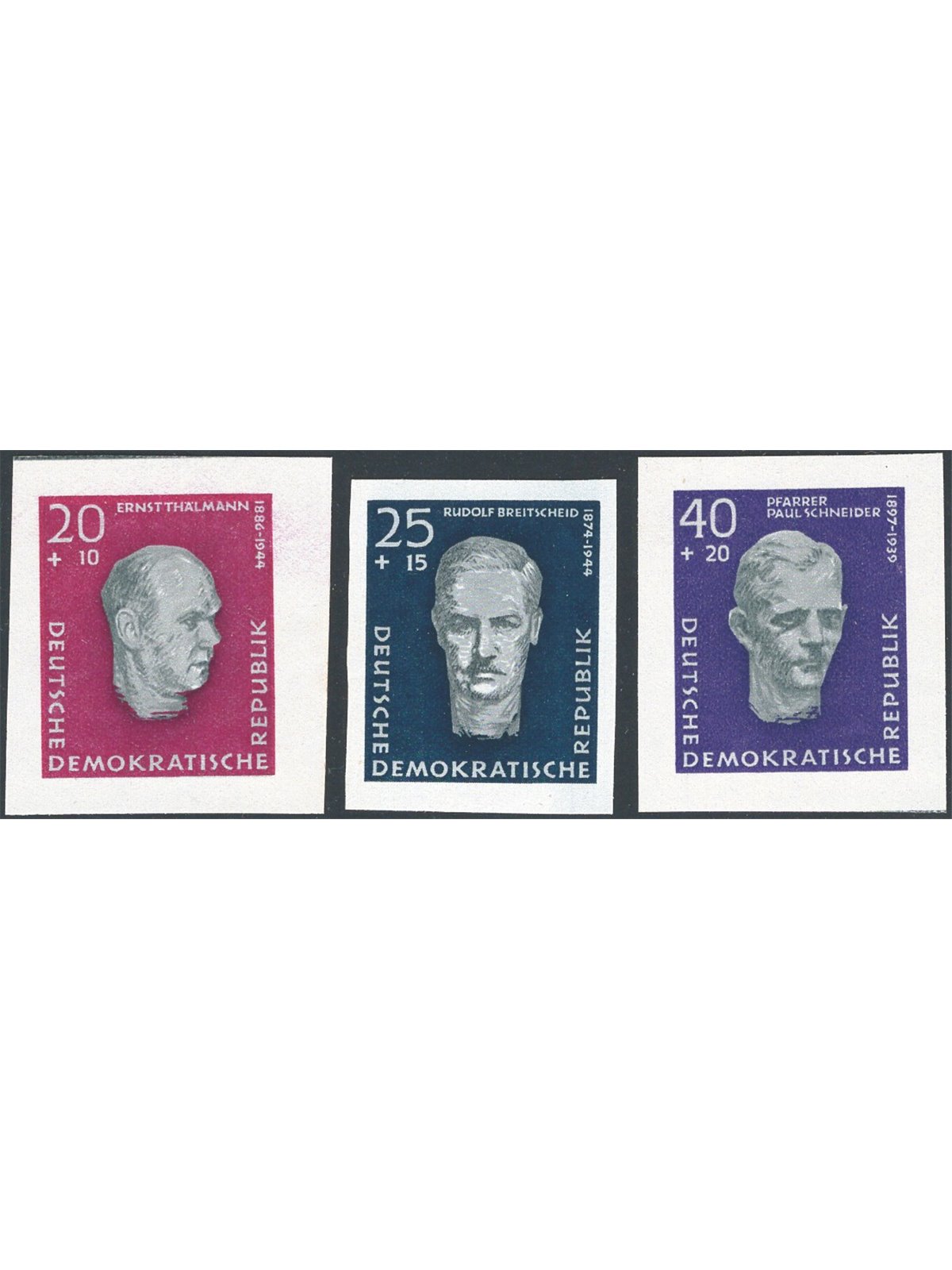 Germania 1957 Leader socialisti serie n° 606B/608B non dent Cat. € 70 (**)