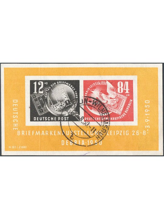 Germany 1950 BF Leipzig Philatelic Exhibition no. 7 Cat. €200 (U)