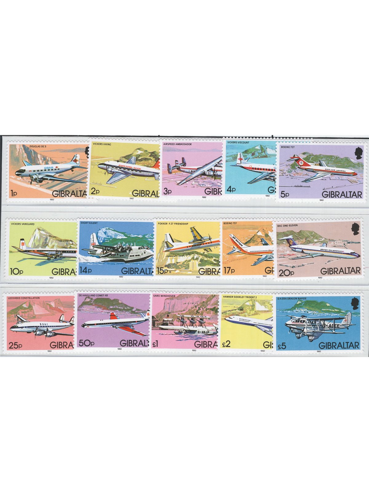 Gibraltar 1982 History of Aviation series no. 439/53 Cat. €55 (**)
