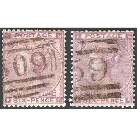 Gran Bretagna 1862 Regina Vittoria 6 p. violetto le due tavole note (3-4) n° 22 Cat. € 270 (U)